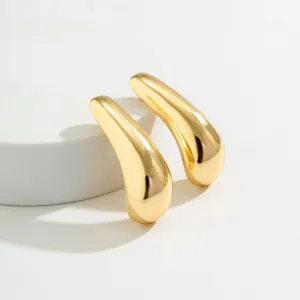 Geometric Gold Silver Tone Metallic Dangle Earrings