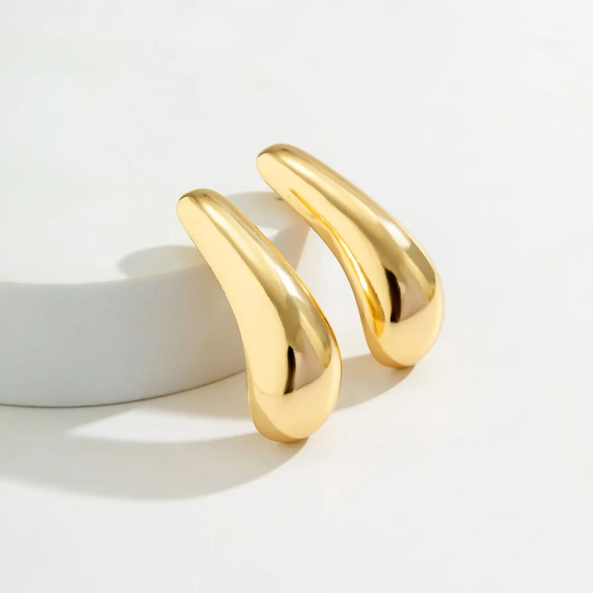 Geometric Gold Silver Tone Metallic Dangle Earrings