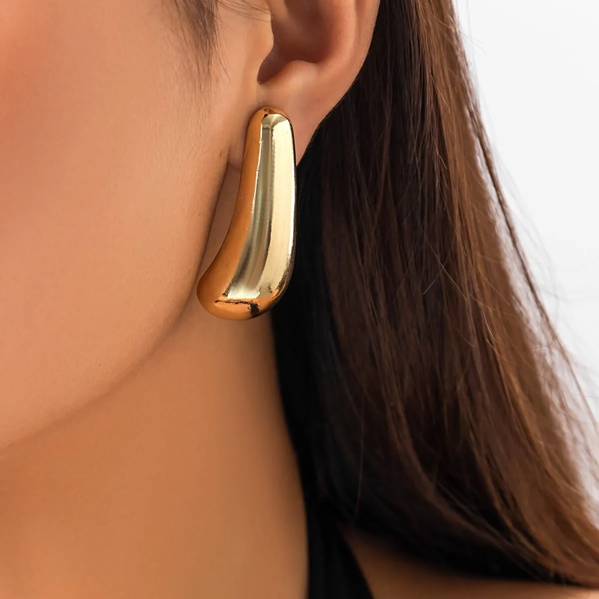 Geometric Gold Silver Tone Metallic Dangle Earrings