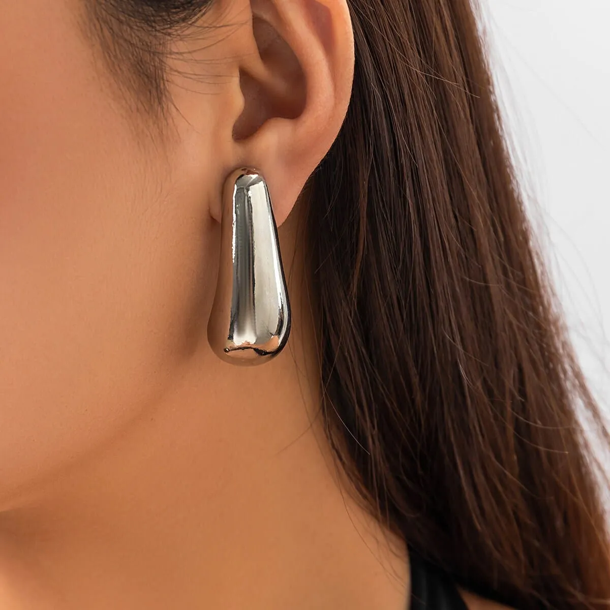 Geometric Gold Silver Tone Metallic Dangle Earrings