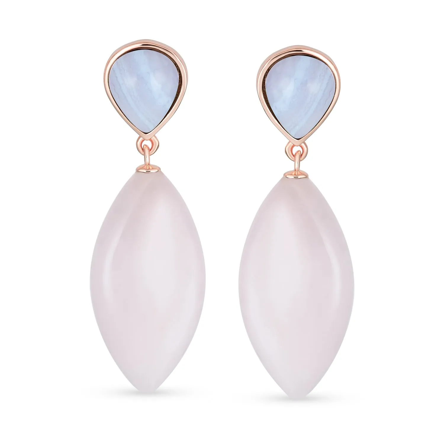 Geometric Rhombus Multi-Gemstone Dangle Earrings in 14K Gold Plated