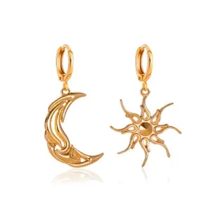 Geometric Star Moon Phase Dangle Earrings