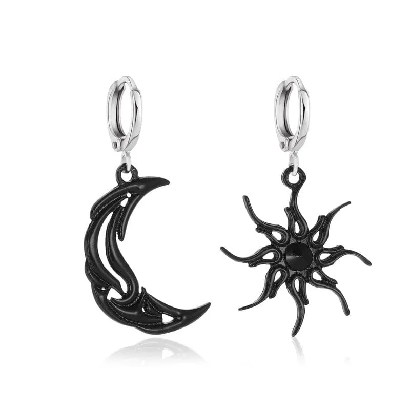 Geometric Star Moon Phase Dangle Earrings