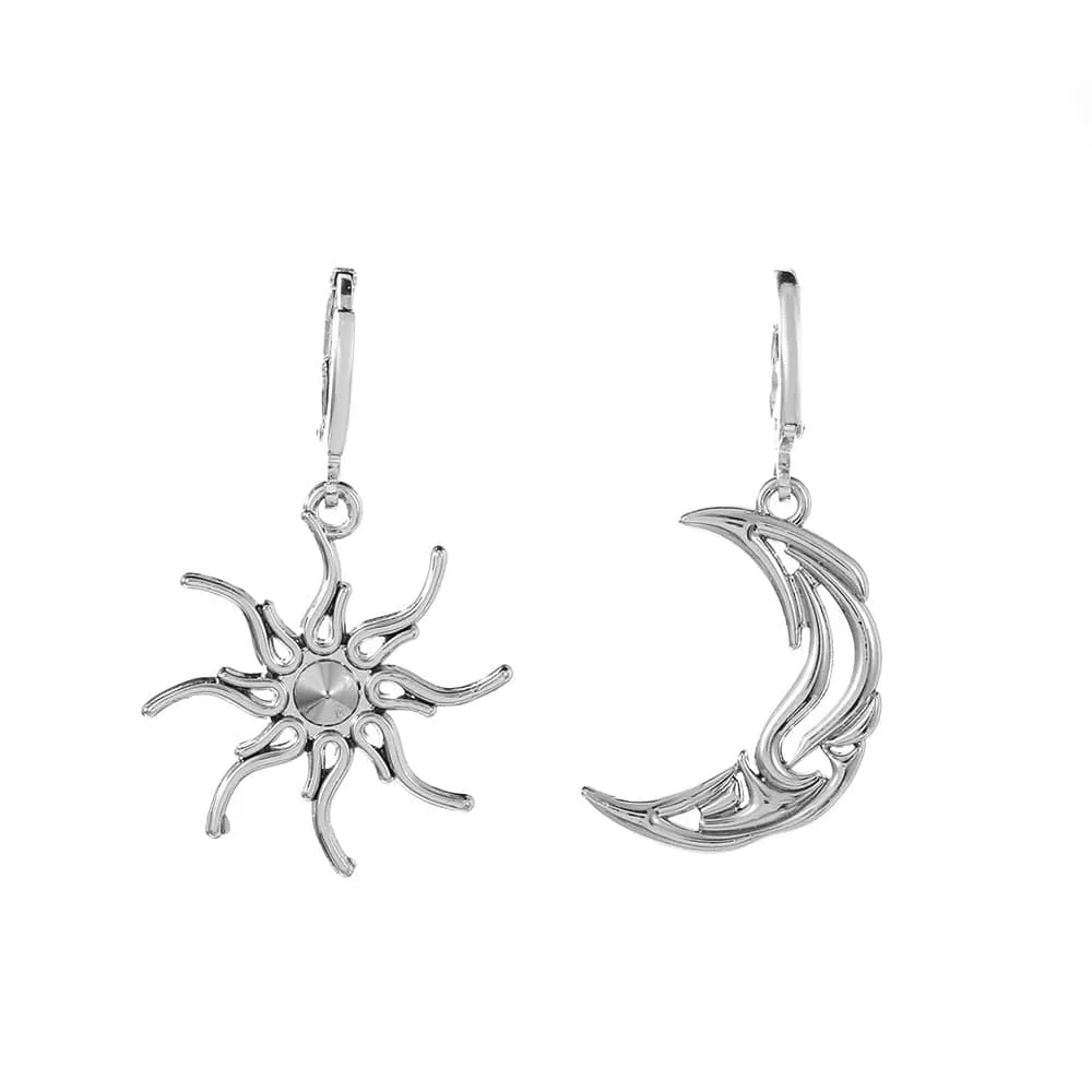 Geometric Star Moon Phase Dangle Earrings