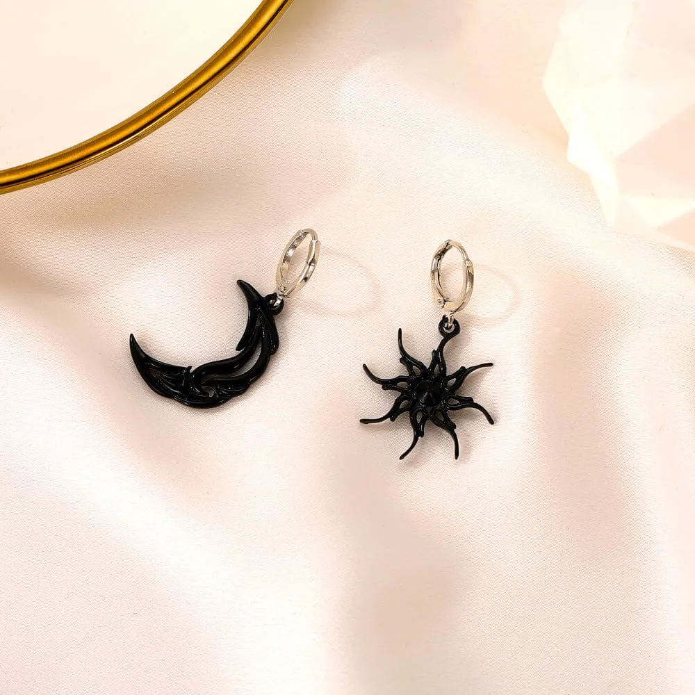 Geometric Star Moon Phase Dangle Earrings
