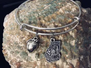 Georgia Jewelry Expandable Charm Bracelet Silver Adjustable Bangle Georgia Peach One Size Fits All Gift  Savannah Atlanta