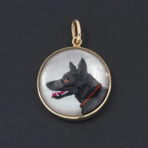 German Shepherd Charm | Antique Reverse Painted Crystal Dog Charm
