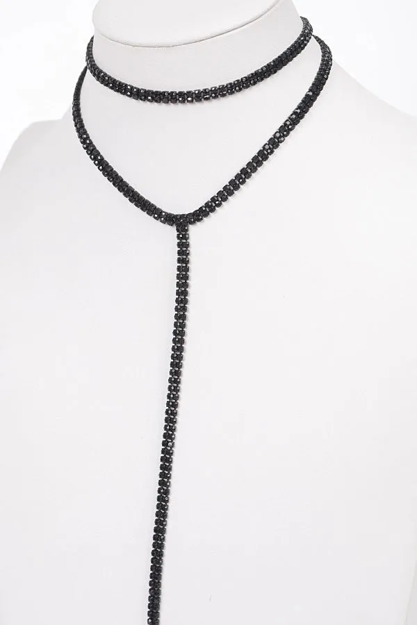 Goddess Crystal Necklace in Black
