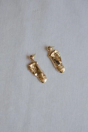 Gold Abstract Face Sculpture Earrings