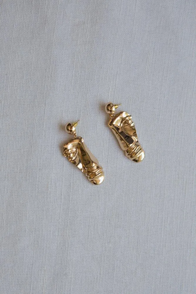 Gold Abstract Face Sculpture Earrings
