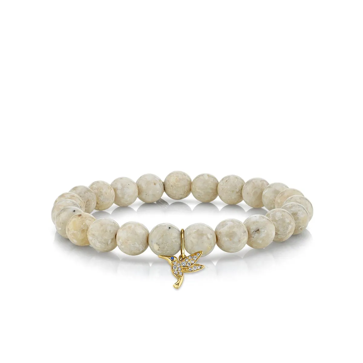 Gold & Diamond Small Hummingbrid on Cream Jasper