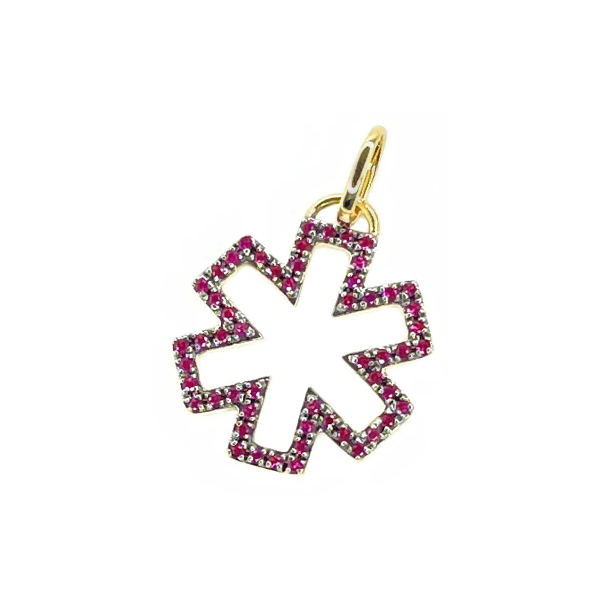Gold & Ruby Star of Life Medical Charm