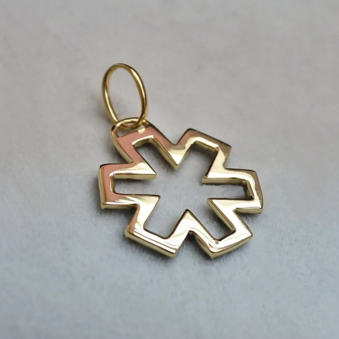 Gold & Ruby Star of Life Medical Charm