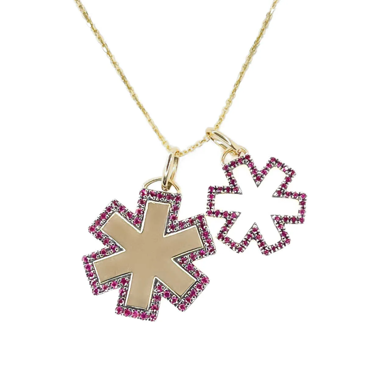 Gold & Ruby Star of Life Medical Charm