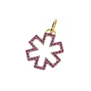 Gold & Ruby Star of Life Medical Charm