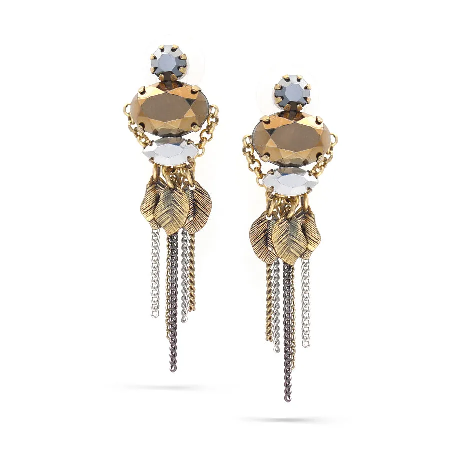 GOLD AND SILVER DROP EARRINGS #247GS3201 (1B14/9A1)