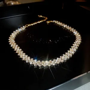 Gold Color Rhinestone Choker Necklaces