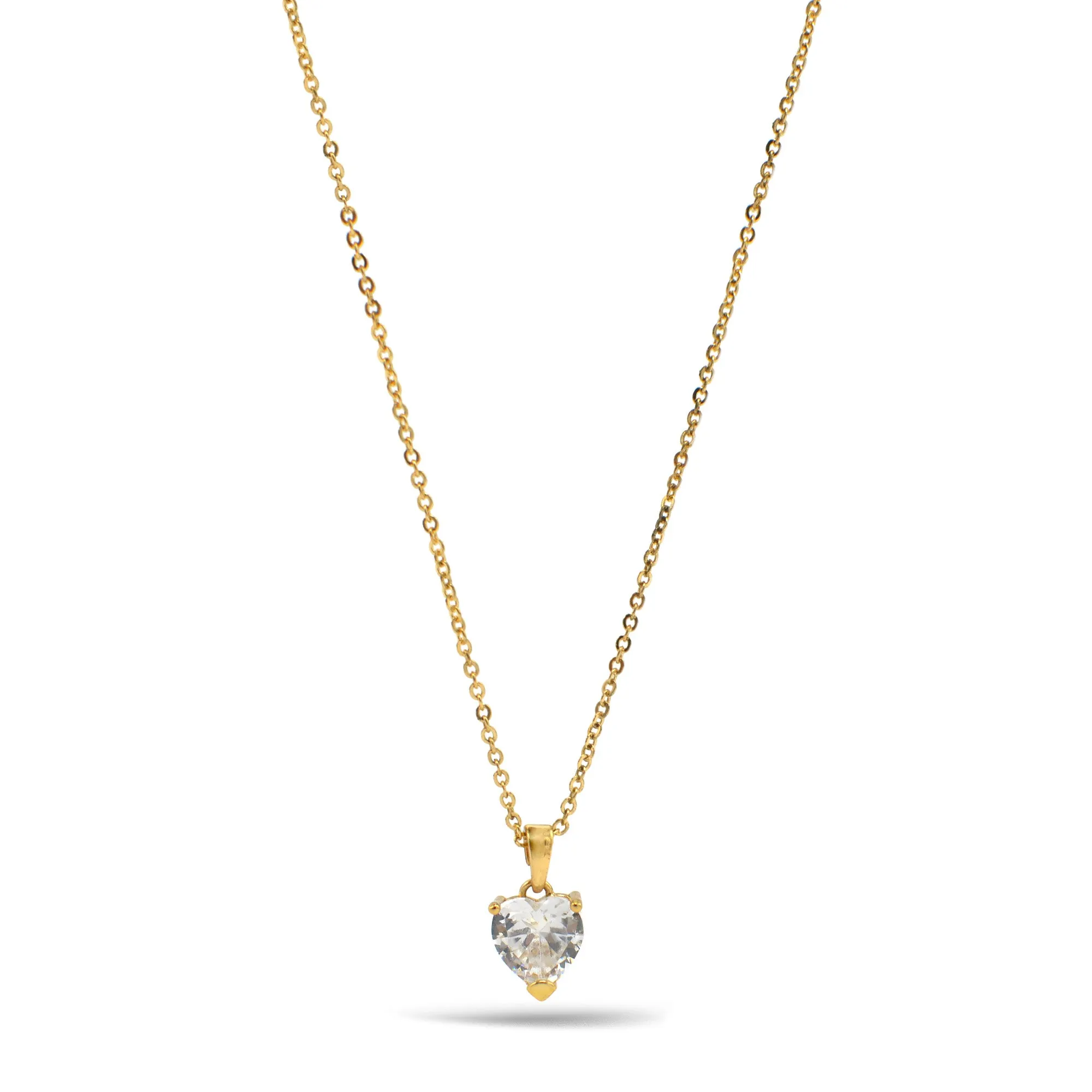 GOLD CRYSTAL HEART PENDANT NECKLACE WITH GIFT BOX #GLN1463G