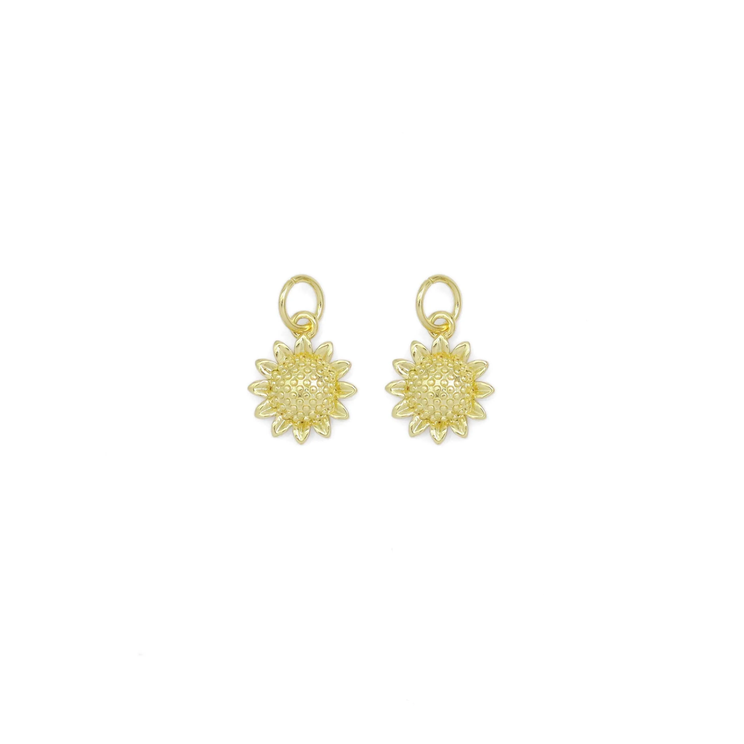 Gold Dainty Sunflower Shape Charm, Sku#Y925