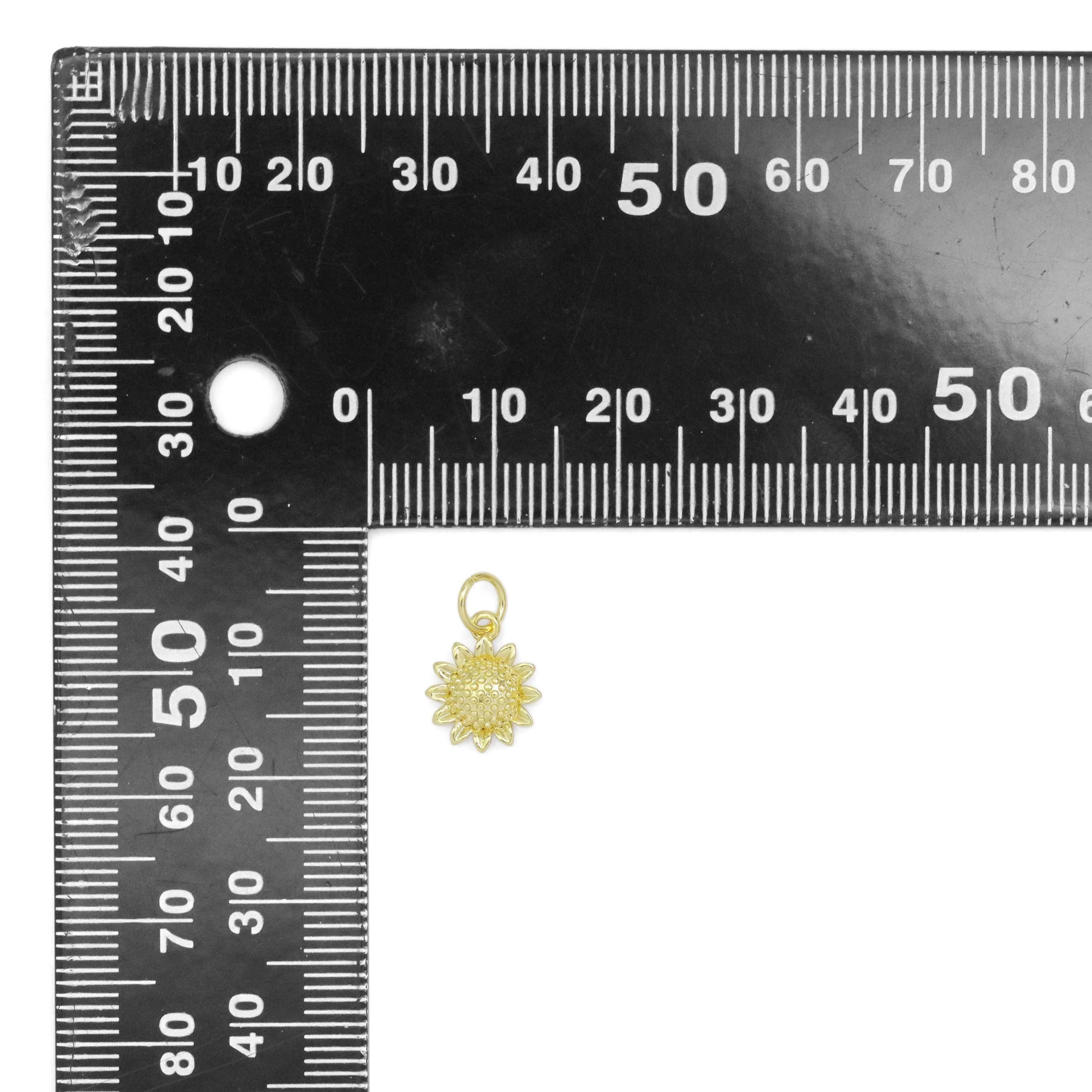 Gold Dainty Sunflower Shape Charm, Sku#Y925
