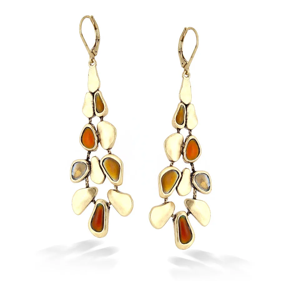 GOLD DANGLE EARRINGS #222BR3601 (1B10/1F5)