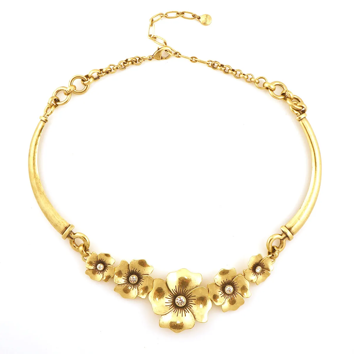 GOLD FLOWER CRYSTAL  NECKLACES #298GD1101 (9D4/8D2/6F4/8F4)