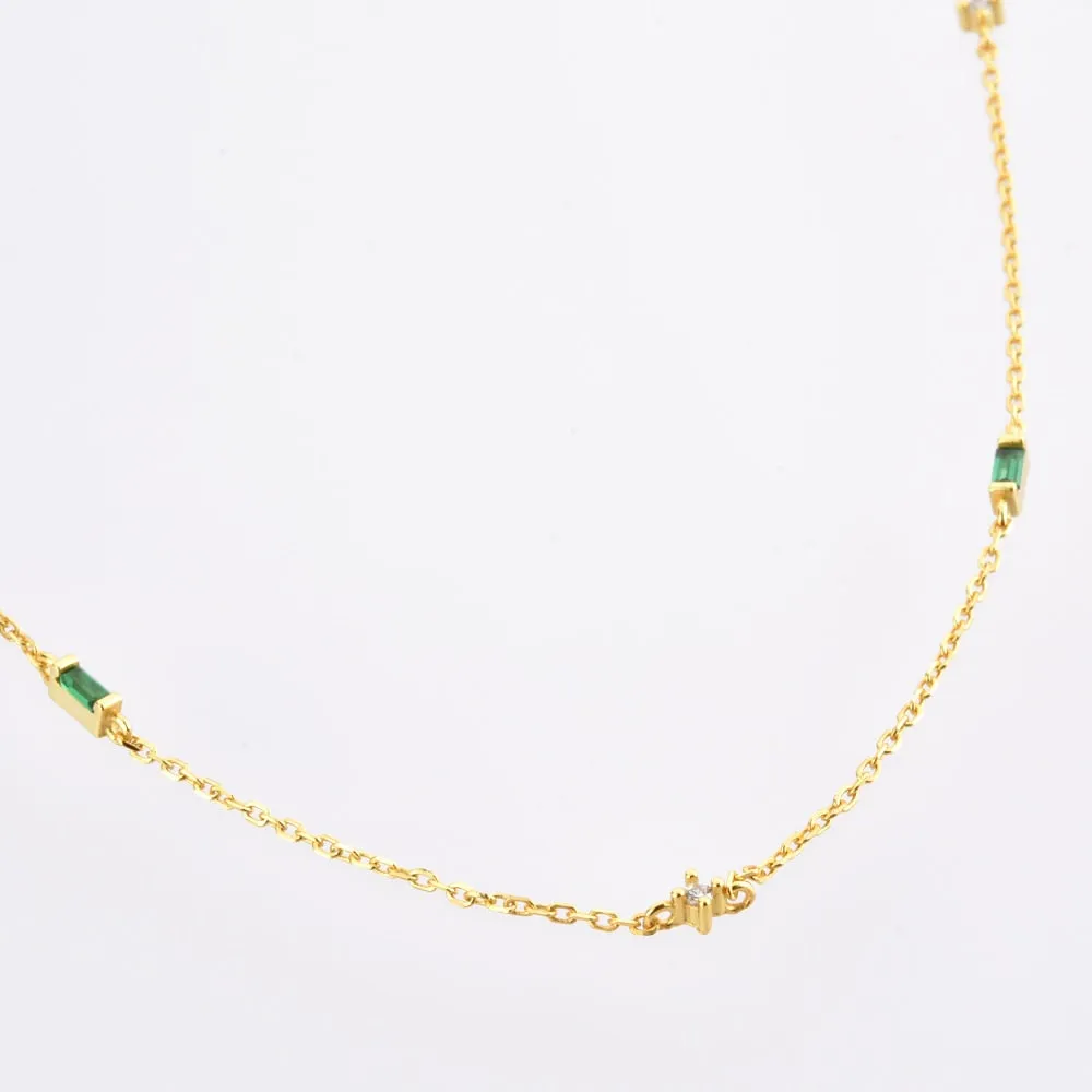 Gold Green Zircon Choker Necklace