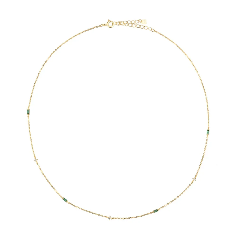 Gold Green Zircon Choker Necklace
