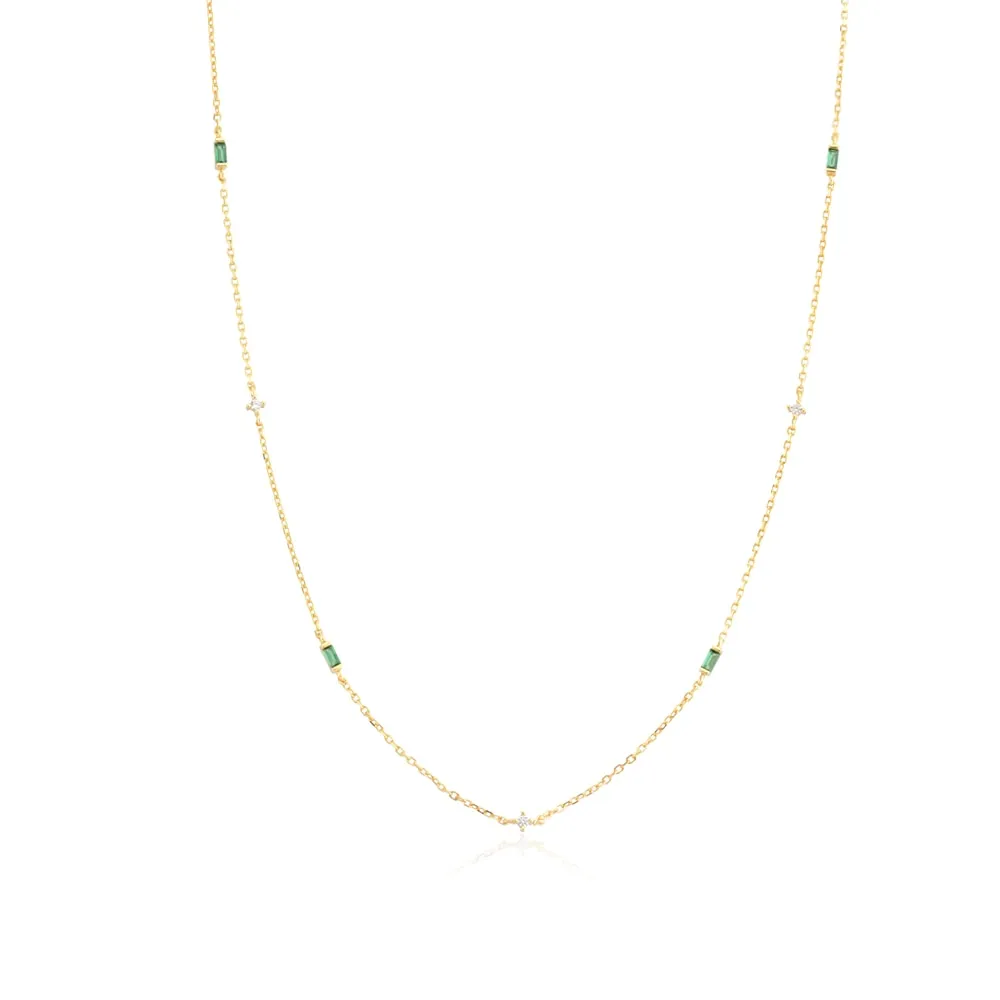 Gold Green Zircon Choker Necklace