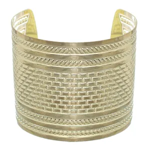 Gold Hammered Metal Cut Bracelet