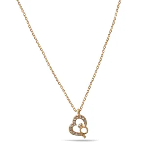 GOLD HEART AND RING CRYSTAL PENDANT  NECKLACE #SQ260-060308G (ND8)