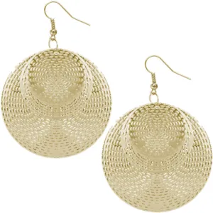Gold Layered Triple Cascade Disc Earrings