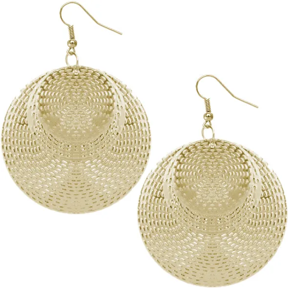 Gold Layered Triple Cascade Disc Earrings
