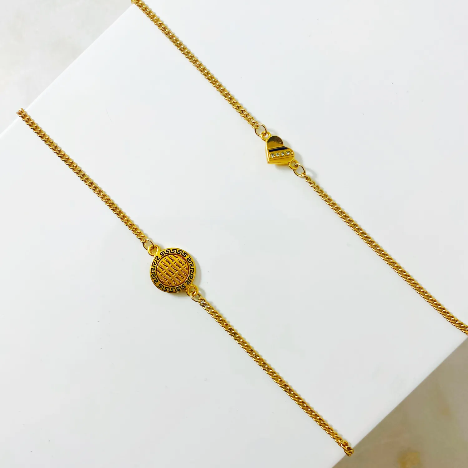 Gold Love Note Charm Bracelet