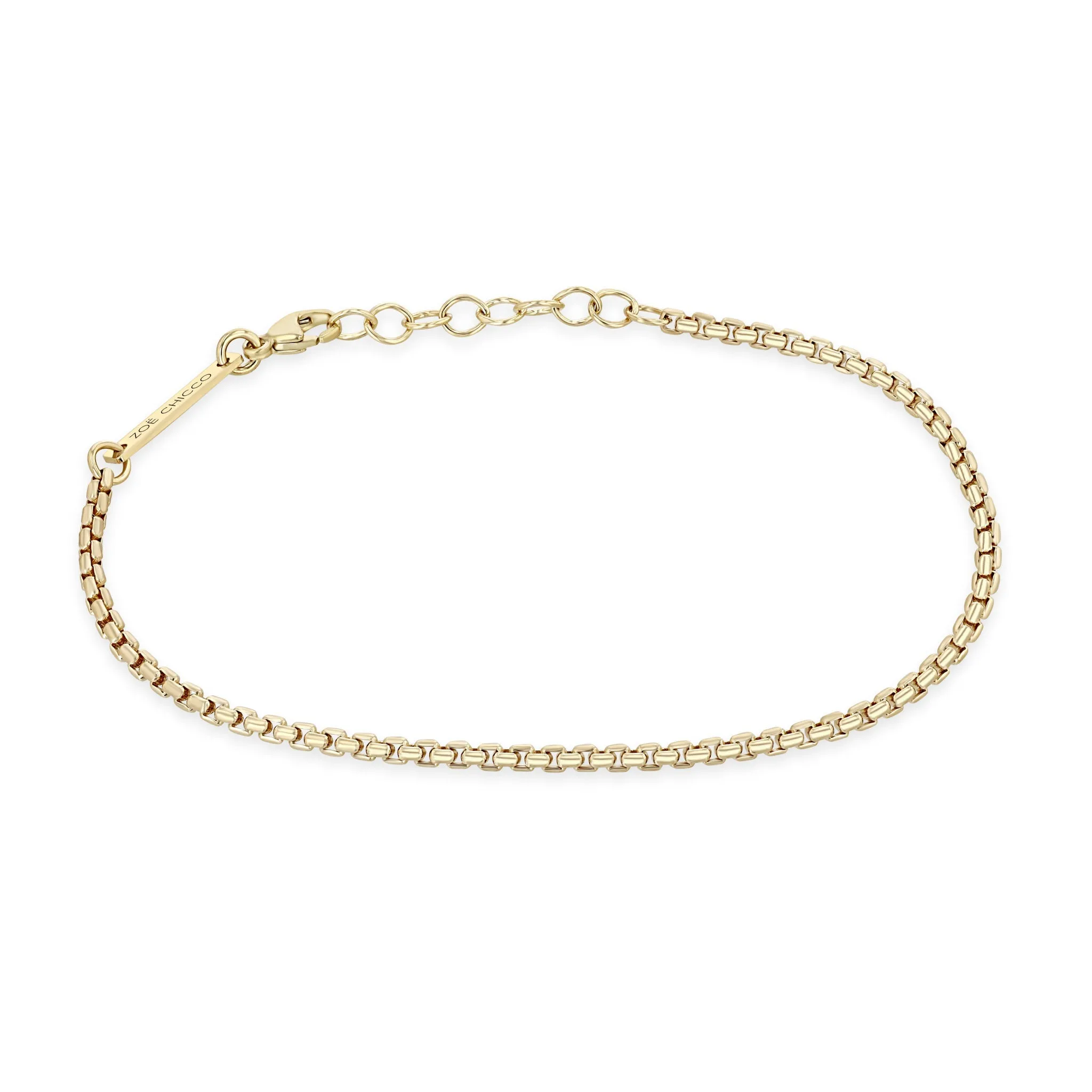 Gold Medium Weight Rounded Box Chain Bracelet