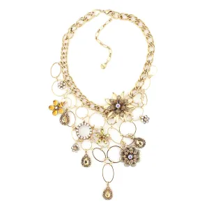 GOLD MIX CRYSTAL CHARM  NECKLACES #243BR1101 (7D1)