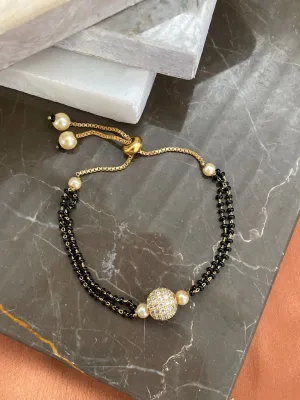 Gold Plated American Diamond Ball Adjustable Mangalsutra Bracelet