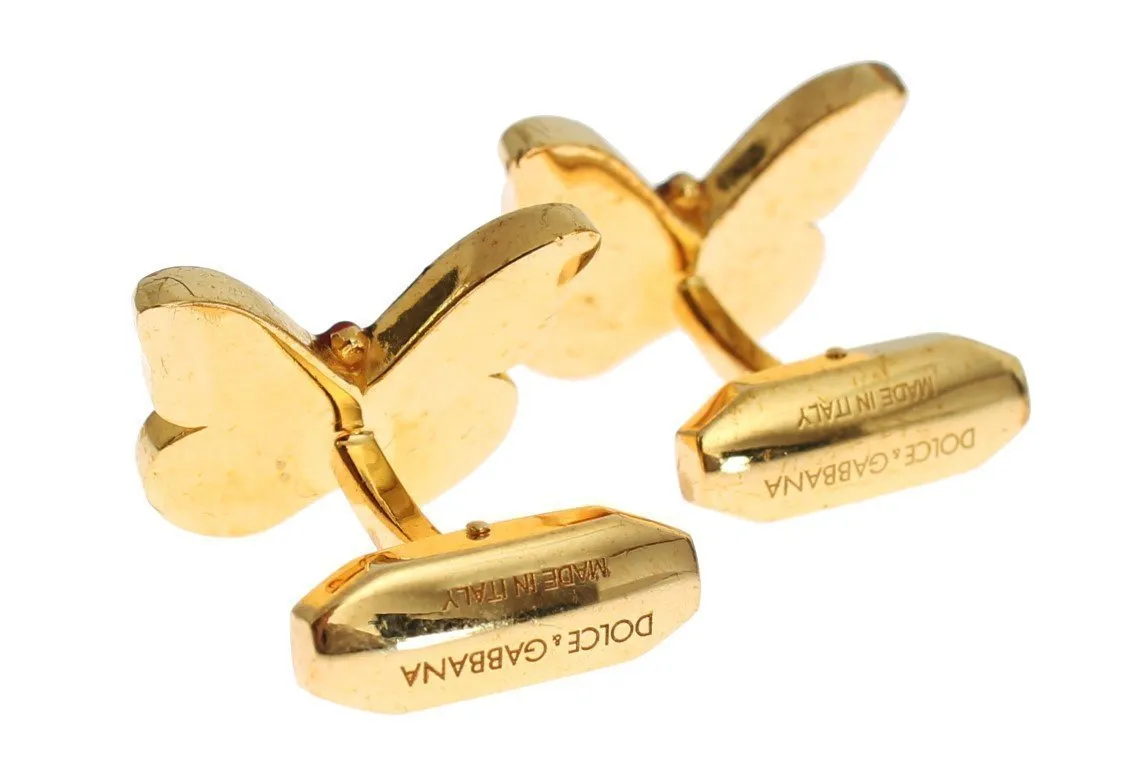 Gold Plated Brass Bordeaux Butterfly Cufflink