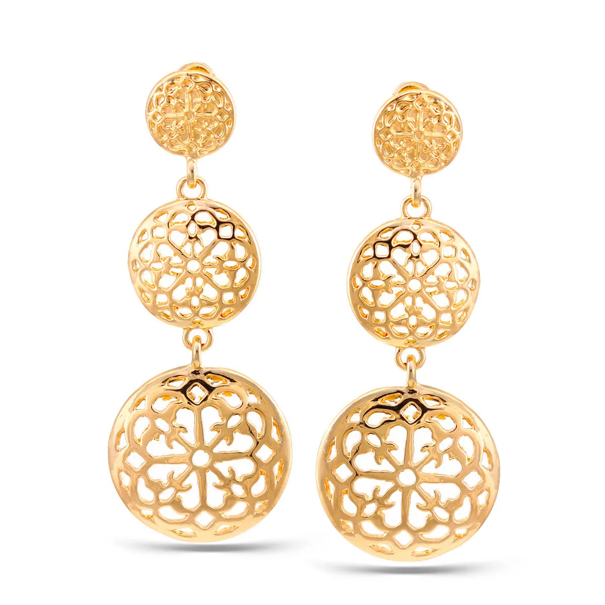 GOLD ROUND FILIGREE POST EARRINGS #SWKK11968GLD (HB5)
