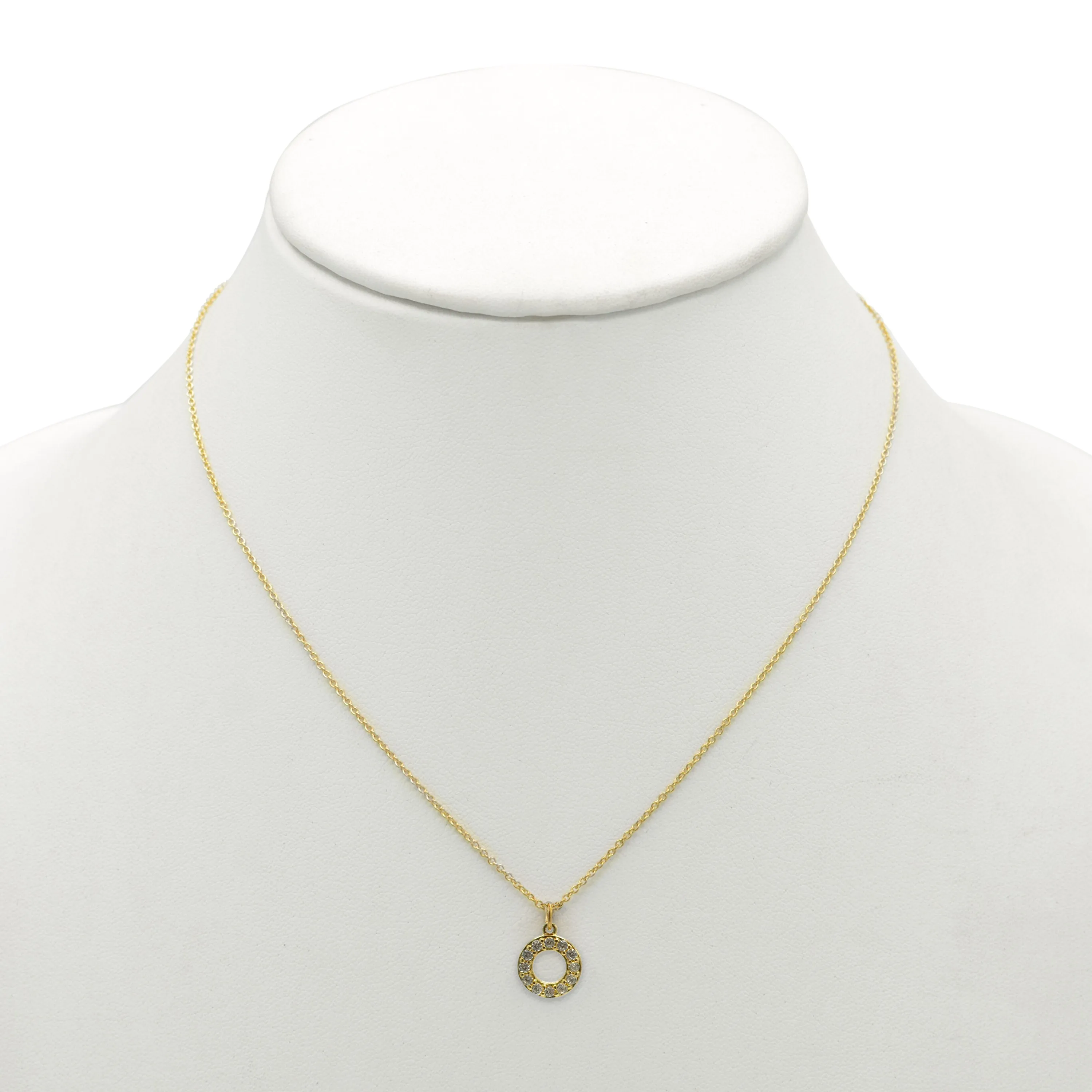 GOLD SMALL CIRCLE CRYSTAL PENDANT SHORT NECKLACE #N5477GLD (LF14)