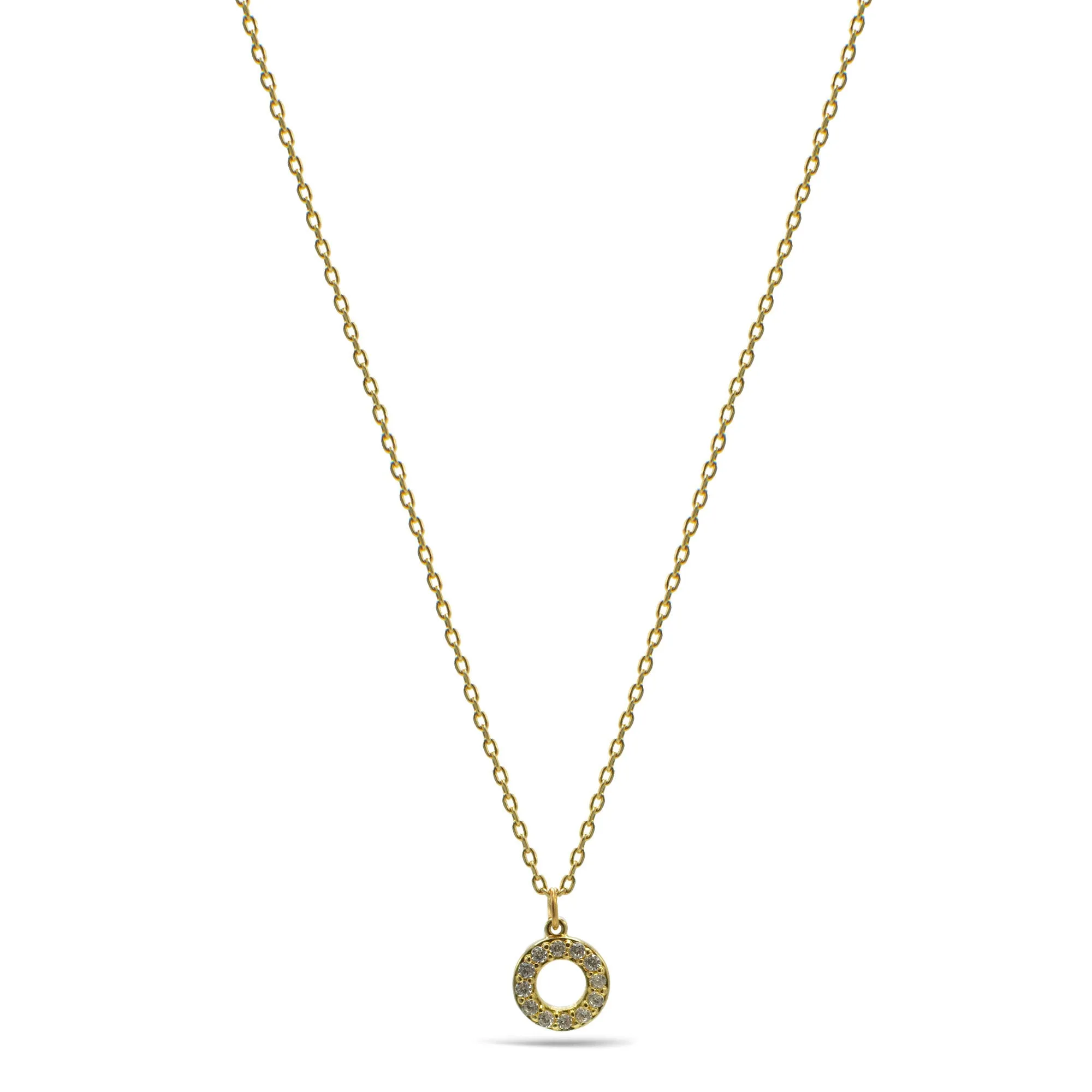 GOLD SMALL CIRCLE CRYSTAL PENDANT SHORT NECKLACE #N5477GLD (LF14)