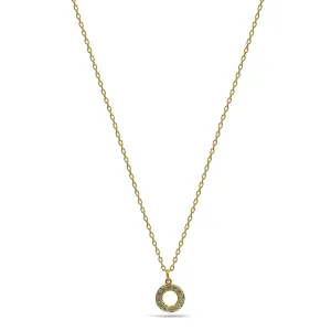 GOLD SMALL CIRCLE CRYSTAL PENDANT SHORT NECKLACE #N5477GLD (LF14)