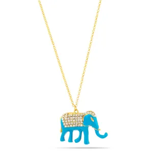 GOLD TURQUOISE CRYSTAL ELEPHANT PENDANT NECKLACES #SQ4501 (IB17)