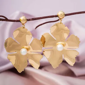 Golden Drop Pearl Earring