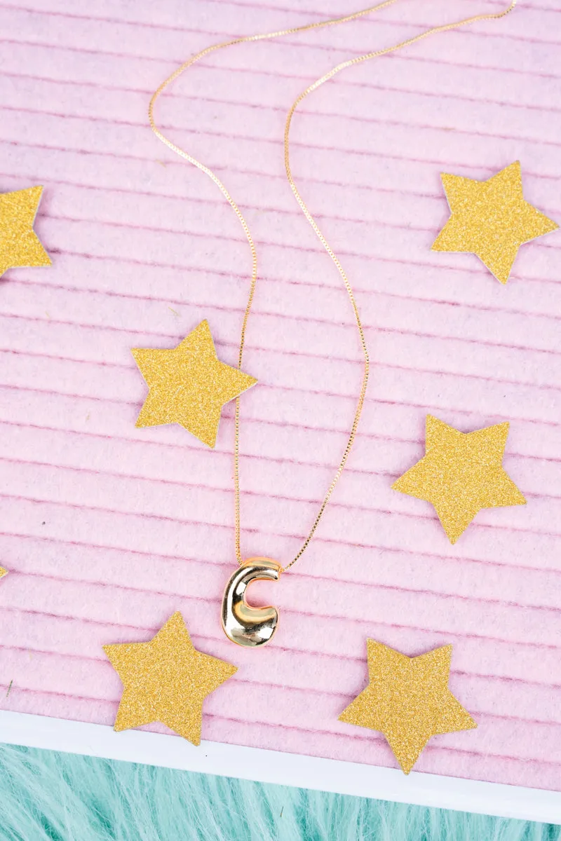 Goldtone Bubble Initial 'C" Necklace