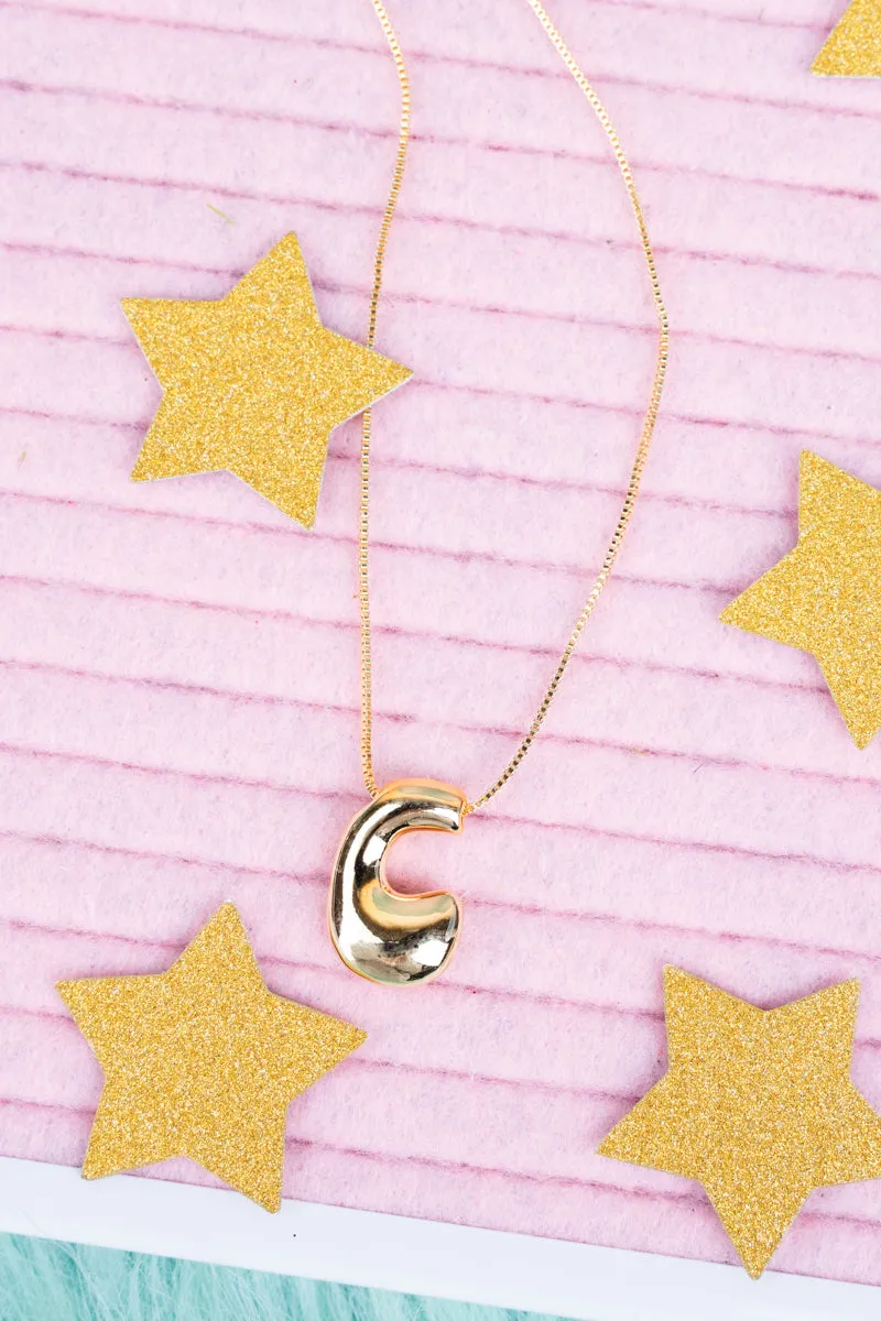 Goldtone Bubble Initial 'C" Necklace