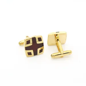 Goldtone Burdungy DesignCuff Links With Jewelry Box