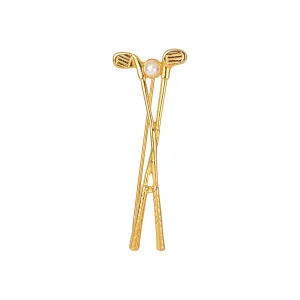 Golf Pearl Gold Brooch