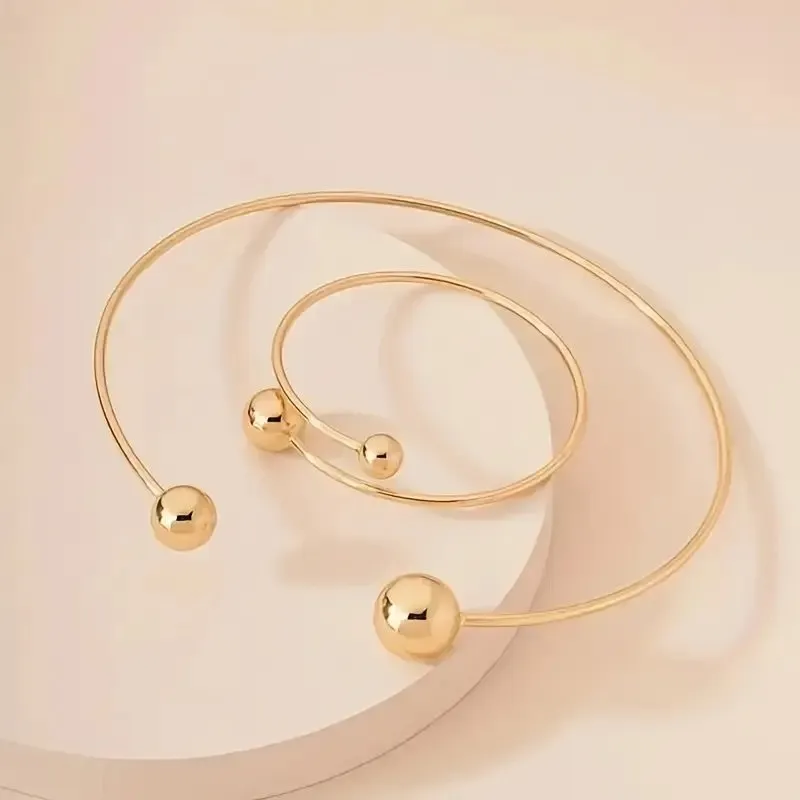 Gorgeous Golden Ball Bracelet Set -  A Touch Of Elegance