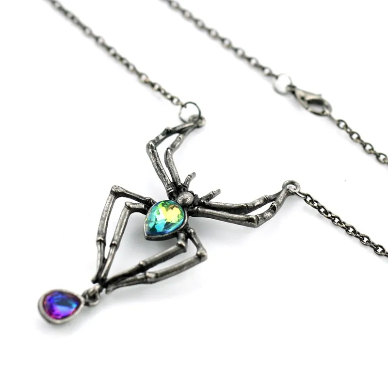 Gothic Crystal Spider Necklace